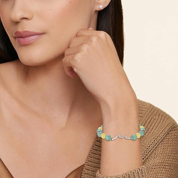 Wave Beaded Bracelets for Women Gift for Daughter Adjustable Green Jewelry - Picture 3 of 7